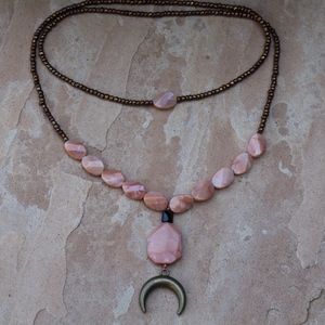 ☾ Double Layered Bohemian Dream Horn Necklace